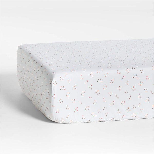 Pink Twinkle Organic Cotton Baby Crib Fitted Sheet by Little Rou